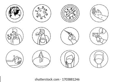 Conjunto de iconos de información del coronavirus 