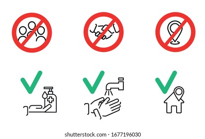 Icon set of coronavirus protection related.