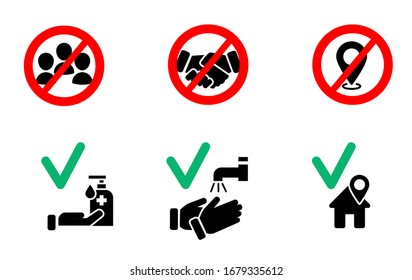 Icon set of coronavirus protection related.