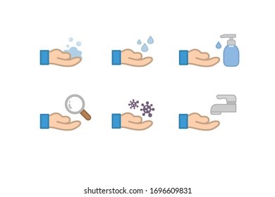 Icon Set of Coronavirus Protection Related Vector. Safe for your Family Covid 19 Wash hand Protect. 