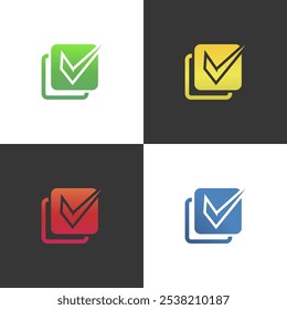 ICON SET OF CORRECT SIGN DESIGN VECTOR COLORFUL 