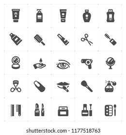 Icon set - Cosmetic filled icon style vector illustration on white background