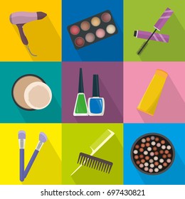 icon set of cosmetics and makeup