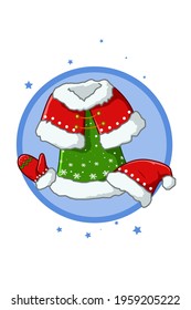 Icon set costume Christmas illustration
