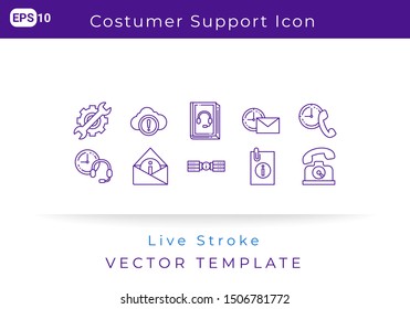 Icon Set Costumer Support for Website, Infographic Element. Vector illustration design template