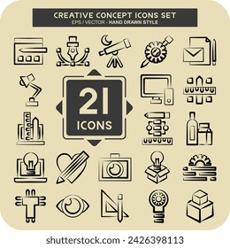 Icon Set Creative Concept. related to Education symbol. hand drawn style. simple design editable. simple illustration