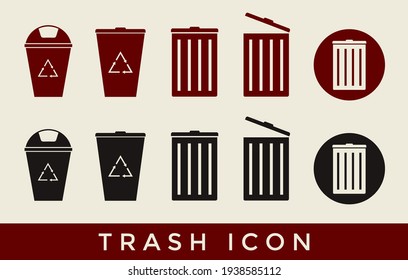 icon set creative design trash can bundle