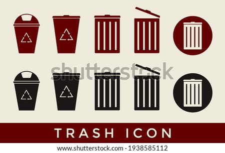 icon set creative design trash can bundle