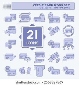 Icon Set Credit Card. related to Money symbol. two tone style. simple illustration