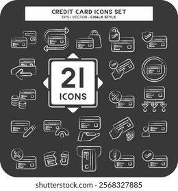 Icon Set Credit Card. related to Money symbol. chalk Style. simple illustration