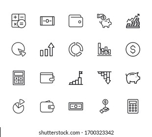 Icon set of credit. Editable vector pictograms isolated on a white background. Trendy outline symbols for mobile apps and website design. Premium pack of icons in trendy line style.