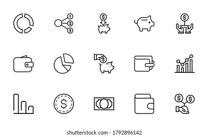 Icon set of credit. Editable vector pictograms isolated on a white background. Trendy outline symbols for mobile apps and website design. Premium pack of icons in trendy line style.