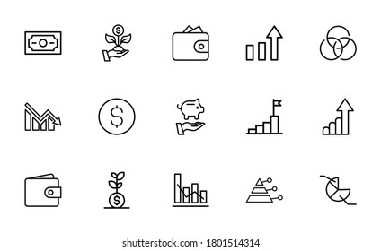 Conjunto de iconos de crédito. Pictogramas vectoriales editables aislados en un fondo blanco. Símbolos de diseño para aplicaciones móviles y diseño de sitios web. Paquete premium de iconos en estilo de línea de moda.