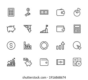 Icon set of credit. Editable vector pictograms isolated on a white background. Trendy outline symbols for mobile apps and website design. Premium pack of icons in trendy line style.