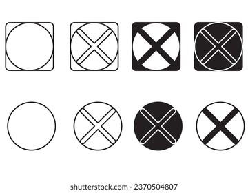 conjunto de iconos, conjunto de iconos cruzados , negro y blanco, vector