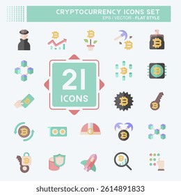 Icon Set Cryptocurrency. related to Education symbol. flat style
