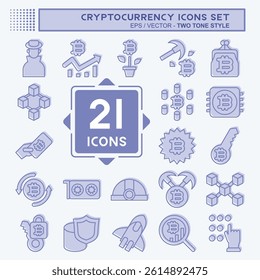 Icon Set Cryptocurrency. related to Education symbol. two tone style