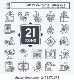 Icon Set Cryptography. related to Bitcoin symbol. line style. simple design illustration