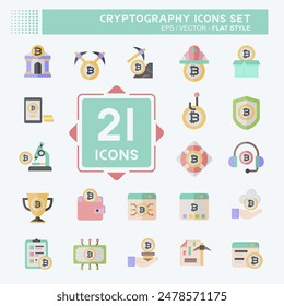 Icon Set Cryptography. related to Bitcoin symbol. flat style. simple design illustration