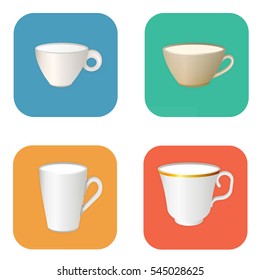 Icon set of cups for coffee. Modern vector illustration.
