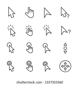 Icon set of cursor. Editable vector pictograms isolated on a white background. Trendy outline symbols for mobile apps and website design. Premium pack of icons in trendy line style.