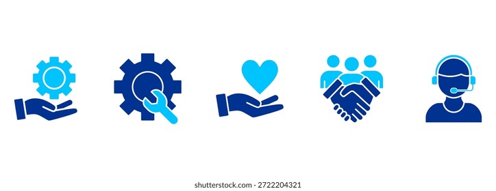 Icono Conjunto de Servicio al cliente, Asistencia y ayuda - Ilustración vectorial