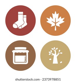conjunto de iconos lindo y divertido, paquete de iconos simple y minimalista, conjunto de iconos de otoño , colorido icono