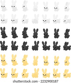 The icon set of cute rabbits in various poses
