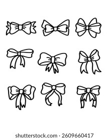Icon set of cute ribbon