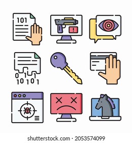 Icon Set Cyber Crimes for different seasons Color