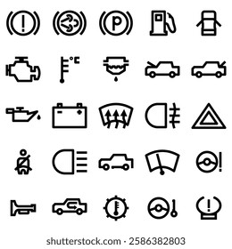icon set dashboard car indicators
