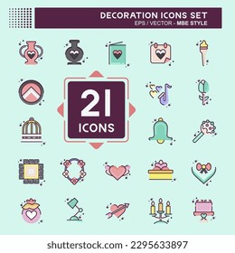 Icon Set Decoration. related to Education symbol. MBE style. simple design editable. simple illustration