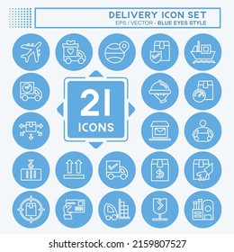 Icon Set Delivery. suitable for education symbol. blue eyes style. simple design editable. design template vector. simple illustration