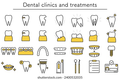 Icon set for dental clinics and dental care, Vector Illustration