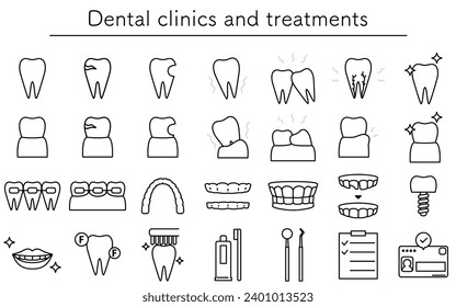 Icon set for dental clinics and dental care, Vector Illustration