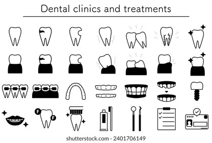 Icon set for dental clinics and dental care, Vector Illustration