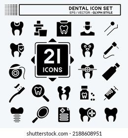 Icon Set Dental. suitable for medicine symbol. glyph style. simple design editable. design template vector. simple illustration