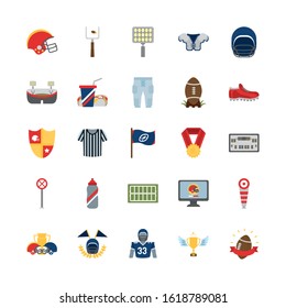 Icon set design, American football super bowl sport hobby competition game training equipment tournement and play theme Vector illustration