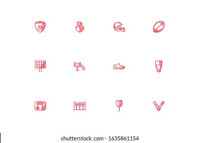 Icon set design, American football super bowl sport hobby competition game training equipment tournement and play theme Vector illustration