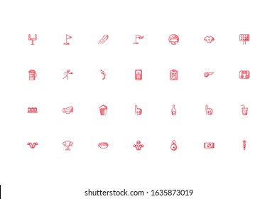 Icon set design, American football super bowl sport hobby competition game training equipment tournement and play theme Vector illustration