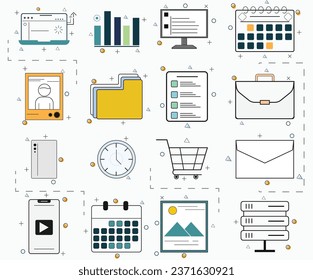  icon set design ,business concept, digital marketing, Office , business, communication