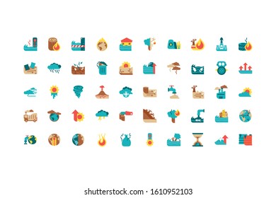 Icon set design, Climate change global warning environment nature pollution green and extreme danger theme Vector illustration