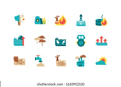 Icon set design, Climate change global warning environment nature pollution green and extreme danger theme Vector illustration