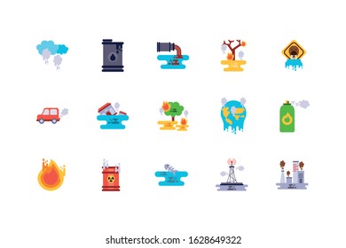 Icon set design, Climate change global warning pollution environment nature green and extreme danger theme Vector illustration