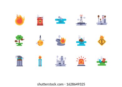 Icon set design, Climate change global warning pollution environment nature green and extreme danger theme Vector illustration