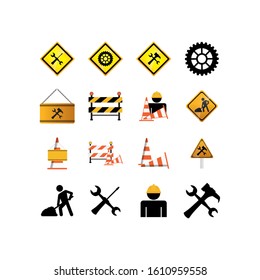Icon set design of Construction working maintenance workshop repairing progress labor and industrial theme Vector illustration