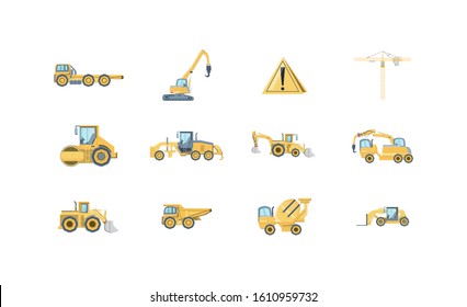 Icon set design of Construction working maintenance workshop repairing progress labor and industrial theme Vector illustration