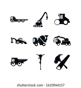 Icon set design of Construction working maintenance workshop repairing progress labor and industrial theme Vector illustration