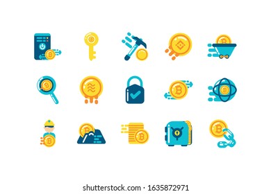 Icon set design of Cryptocurrency money currency exchange financial bank web internet market electronic finance and net theme Vector illustration