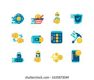 Icon set design of Cryptocurrency money currency exchange financial bank web internet market electronic finance and net theme Vector illustration